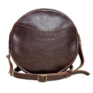 Portland Leather pebble leather burgundy large 9” circle crossbody bag